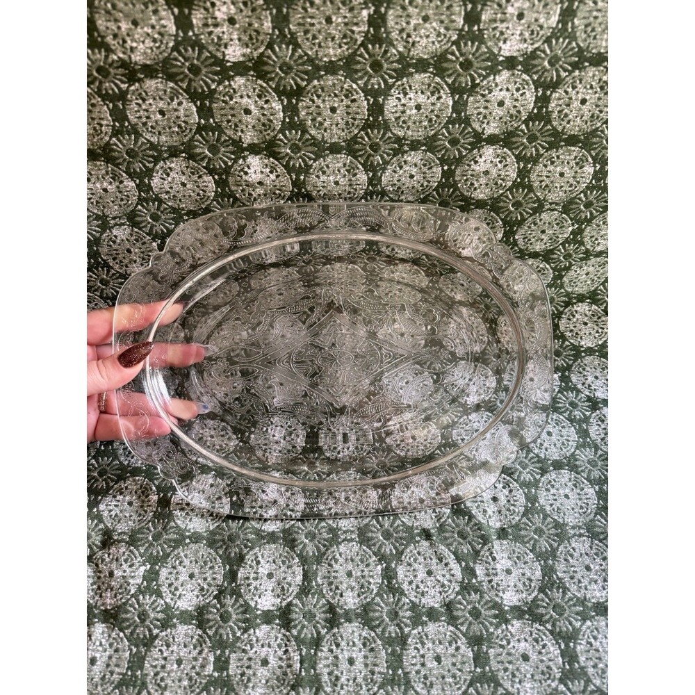 Federal Glass Co. clear pressed depression glass serving dish c.1930s - Picture 2 of 3